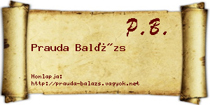 Prauda Balázs névjegykártya